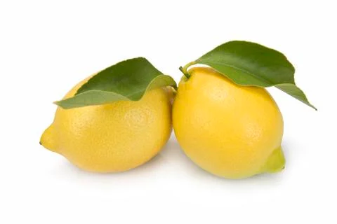 Lemons with leaves Foto stock