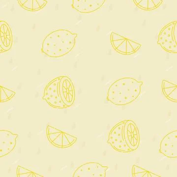 Lemons, light seamless pattern Stock Illustration