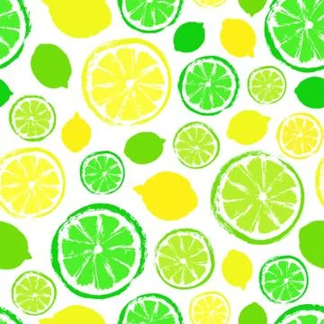 Lemons Limes Background Painted Pattern Stock Illustration