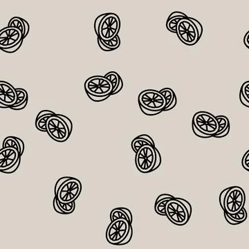 Lemons a lot line vector seamless pattern Illustrazione stock