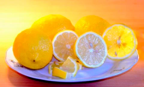 Lemons on a plate Stock Photos
