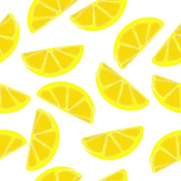Lemons seamless pattern vector illustration. Slices of lemon on white backgro Illustrazione stock
