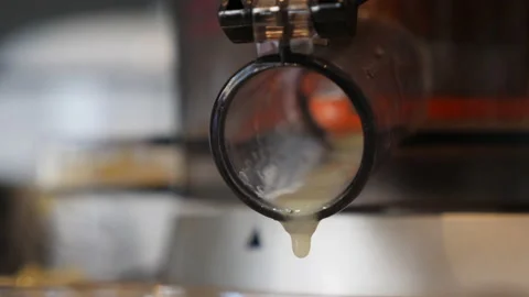 Lemons squeezed in a juicer the end drip. Video stock 143234903