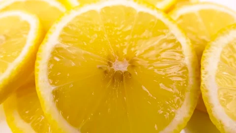 Lemons on the table in motion Stock Footage 235054316
