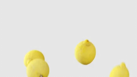 Lemons thrown up in air on transparent background. 스톡 동영상 252362221