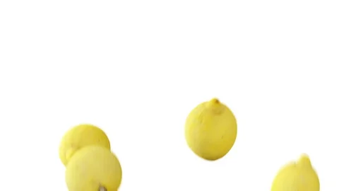Lemons thrown up in air on transparent background. Stock Footage 252362224