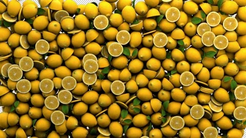 Lemons transition – 3d render with alpha channel. Stock Footage 269500728