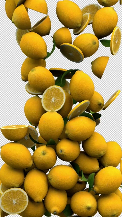 Lemons transition – 3d render with alpha channel. Stock Footage 276562887