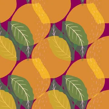 Lemons vector repeat pattern design on purple background Stock Illustration