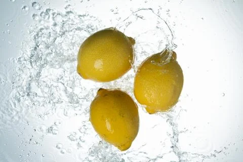 Lemons Water Splash Stock Photos