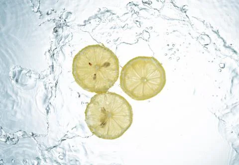 Lemons Water Splash Stock Photos