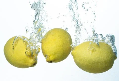 Lemons Water Splash Stock Photos
