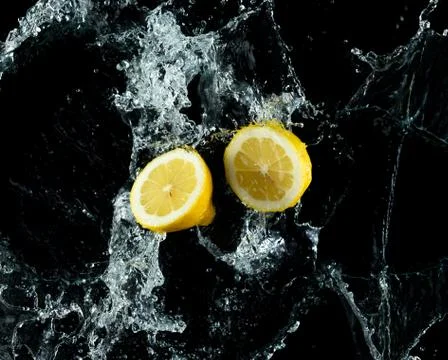 Lemons Water Splash Stock Photos