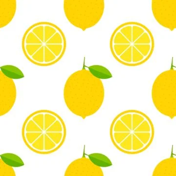 Lemons yellow seamless pattern. Vector illustration. Stock Illustration