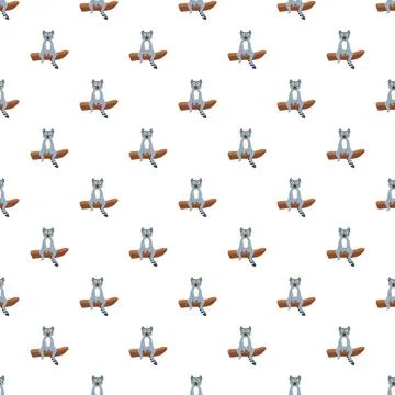 Lemur cartoon pattern seamless design on white background Stock Illustration