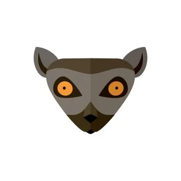 Lemur head icon in flat design Stock Illustration