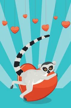 Lemur with heart Illustrazione stock