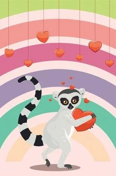Lemur with heart Ilustración de archivo