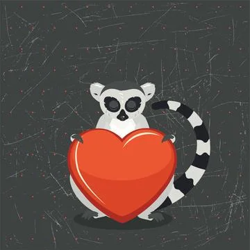 Lemur with heart Ilustración de archivo