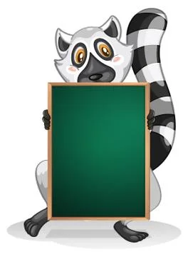 A lemur holding an empty board Illustrazione stock