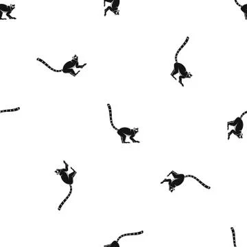 Lemur monkey pattern seamless black Illustrazione stock