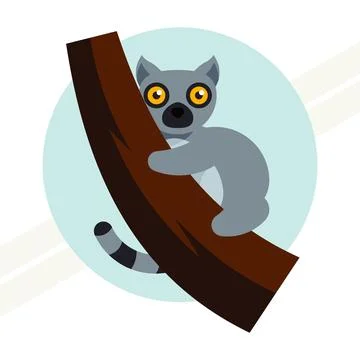 Lemur-on-a-tree Stock Illustration