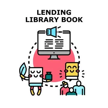 Lending library book and digital education concept イラスト素材
