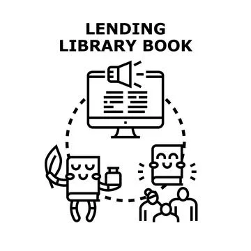 Lending library book and digital education concept イラスト素材