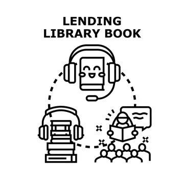 Lending library book audiobook sharing concept vector Stock Illustration