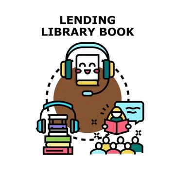 Lending library book audiobook sharing concept vector Stock Illustration