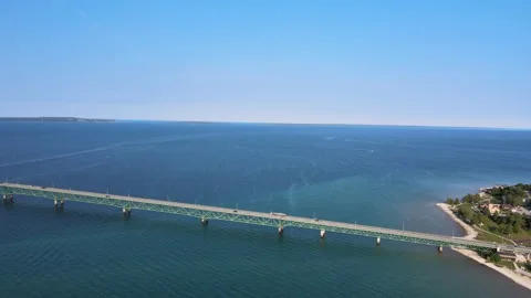 Length of the Mackinac Bridge Stock Footage 230061781