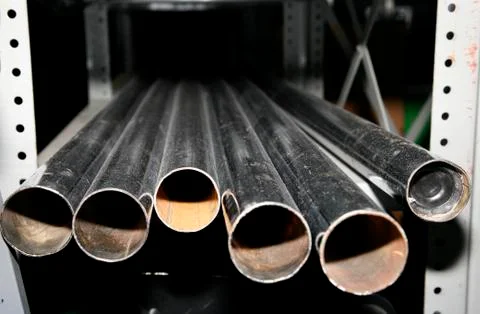 Lengths of metal tubes Stock Photos