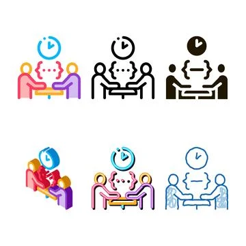 Lengthy looks discussion of the problem icon vector outline Stock Illustration