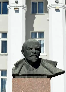 Lenin bust outside House of Soviets. Tiraspol, Transnistria Stock Photos