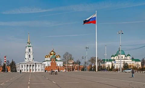 Lenin Square, the main square of Tula in Russia Stock Photos