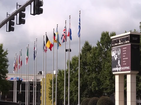 Lenox Square Flags Waving Stock Footage 77606975