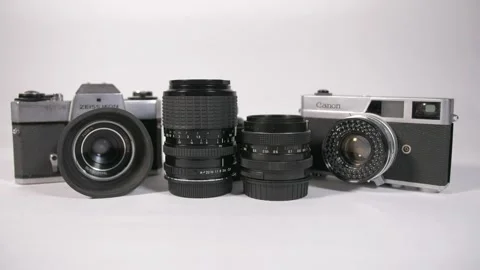 Lens and camera collection 4k Video stock 143129022