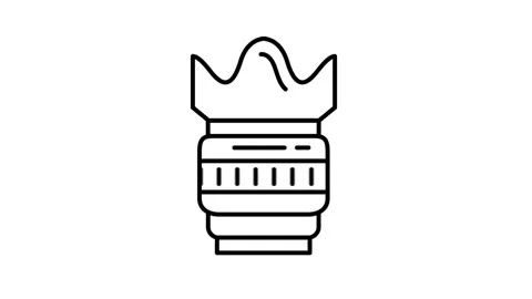 Lens animated icon displaying professional camera zoom lens Vídeo Stock 341961538