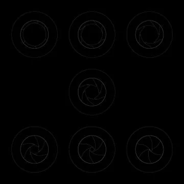 Lens Aperture set. Vector outline illustration. Stock Illustration