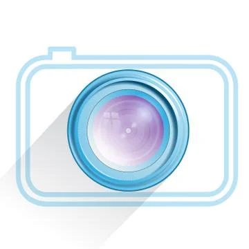 Lens, camera icon, blue. Vector Stock Illustration