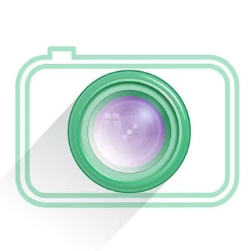 Lens, camera icon, green. Vector Stock Illustration