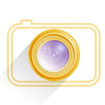 Lens, camera icon, yellow. Vector Stock Illustration