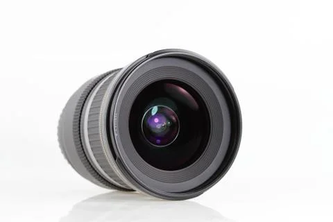 Lens for the camera on a white background Stock Photos