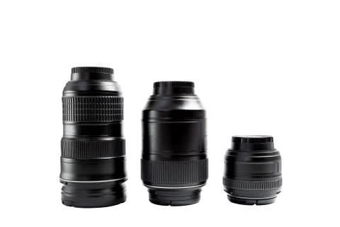 Lens for the camera on a white background Stock Photos