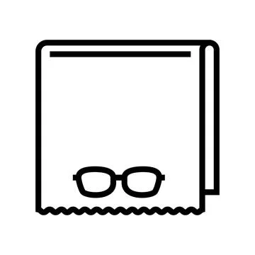 Lens cleaning cloth optometry vision line icon vector illustration Stock Illustration