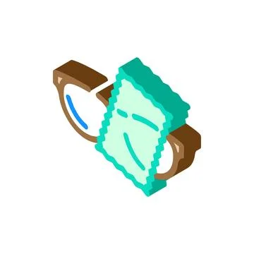 Lens cleaning cloth optometry vision isometric icon vector illustration Illustrazione stock