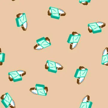 Lens cleaning cloth optometry vision isometric icon seamless pattern イラスト素材