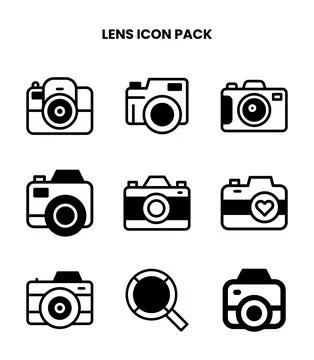 Lens DuoTone Bundle Icons Pack Stock Illustration