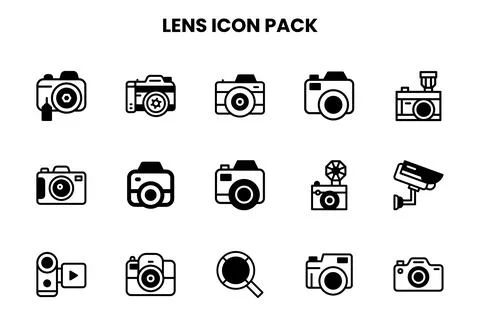 Lens DuoTone Vector Icons Pack Stock Illustration
