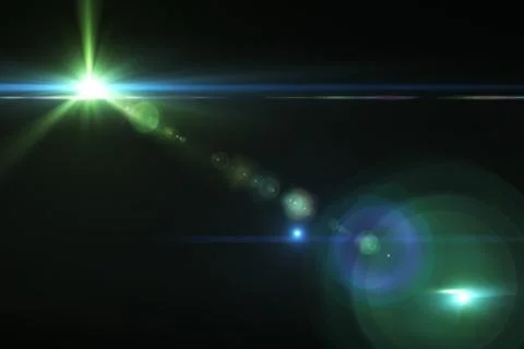 Lens flare effect in space 3D render Stock Photos